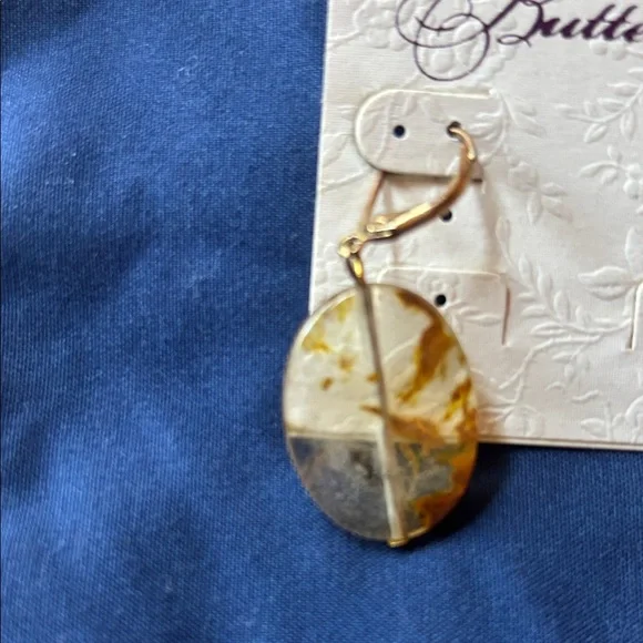 Butter Gold and Silver Oval Earrings - Picture 4 of 4